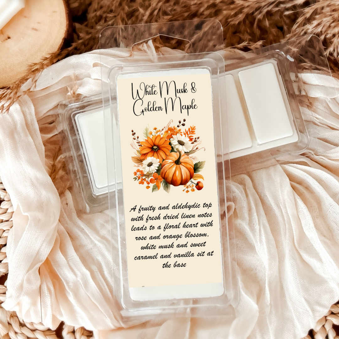 White Musk & Golden Maple Digital clamshell label