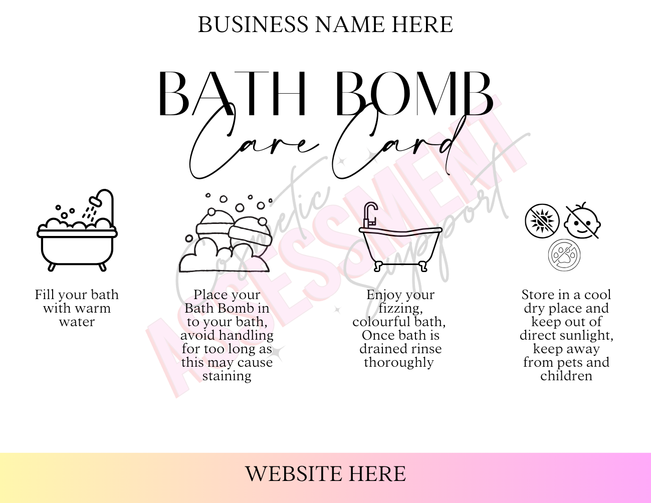 Digital Bath Bomb Care Cards