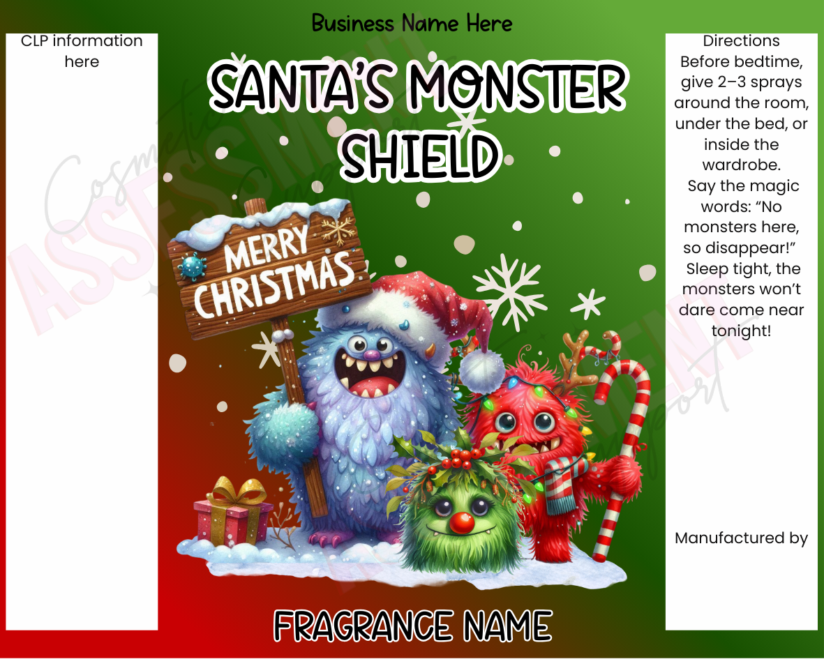 Digital Santa's Monster Shield Spray Label