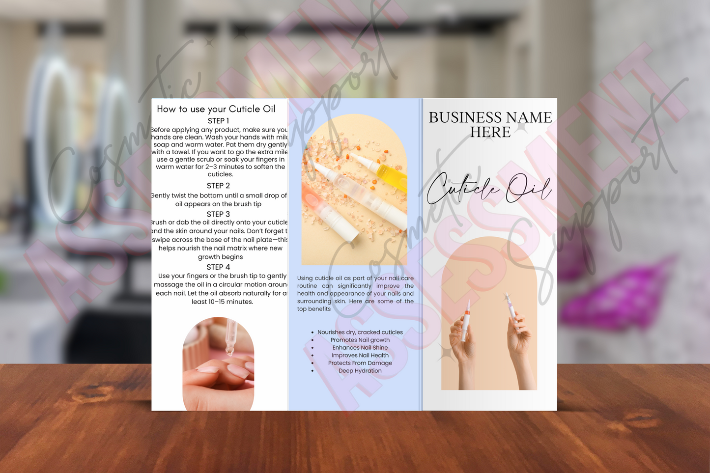 Digital Trifold Cuticle Oil Leaflet