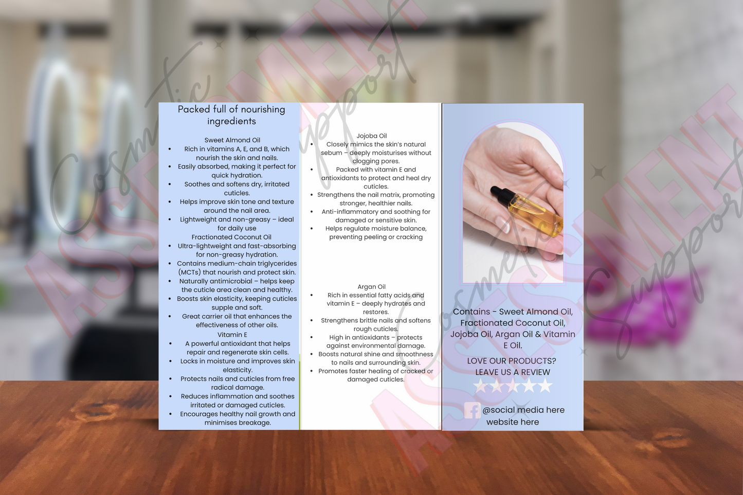 Digital Trifold Cuticle Oil Leaflet