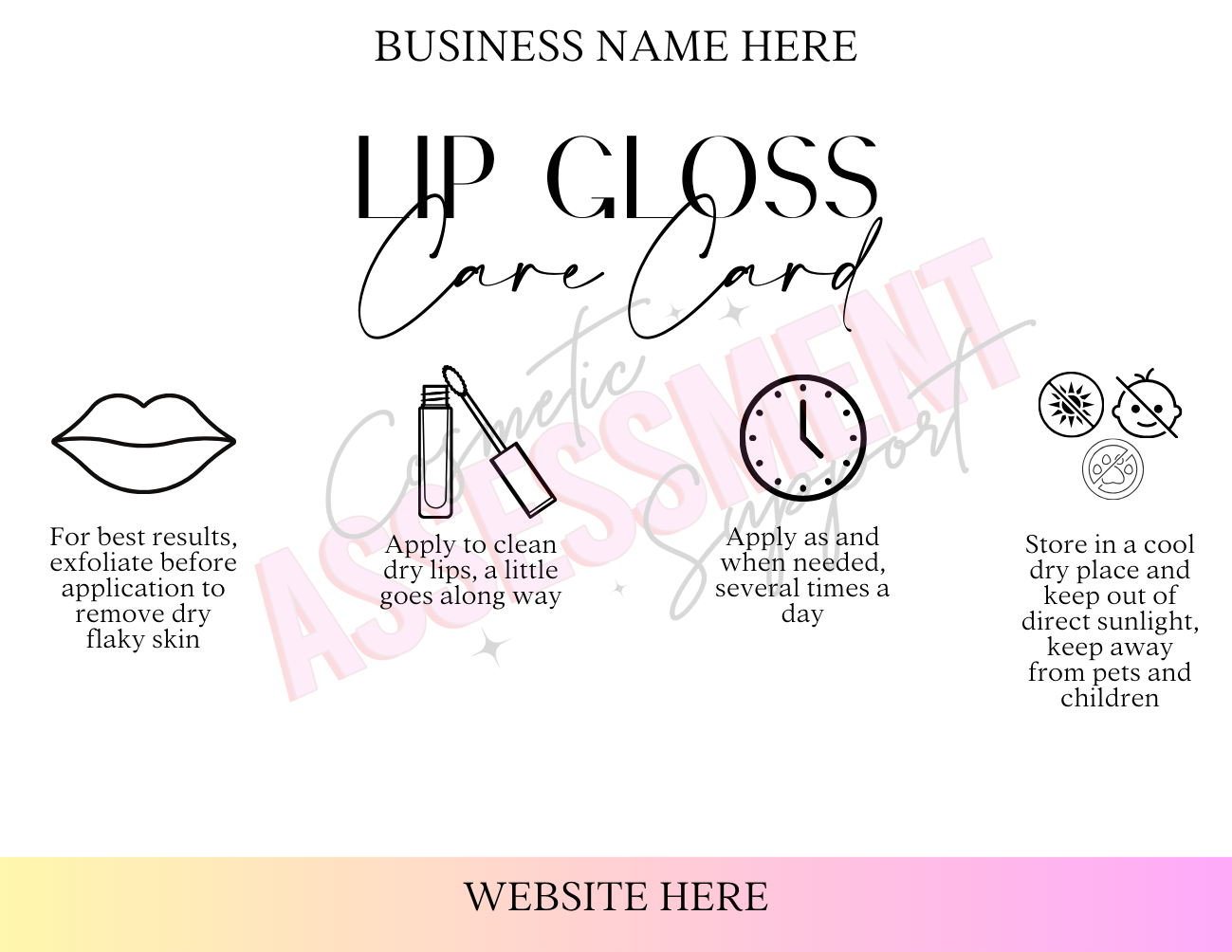 Digital Lip Gloss Care Cards