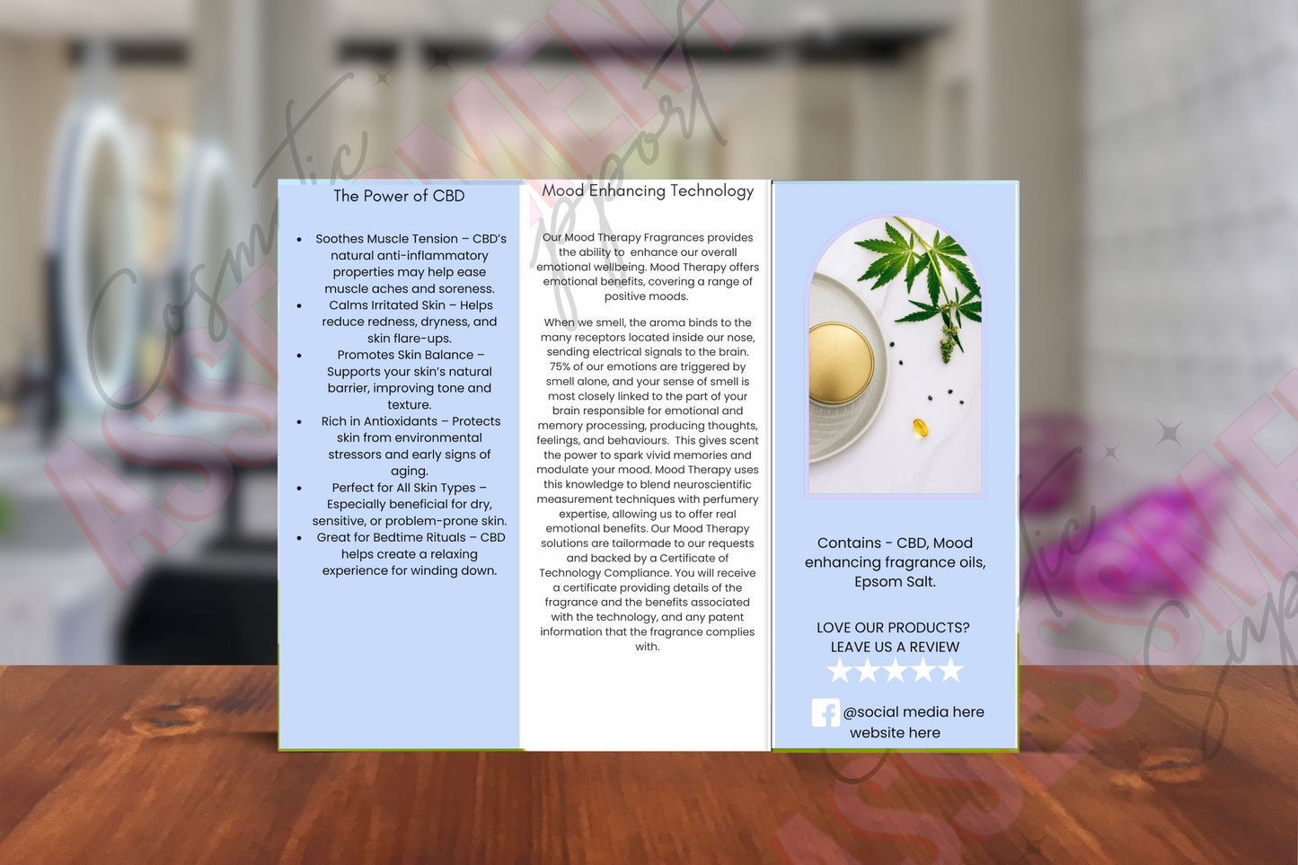 Digital Trifold CBD Wellness Bath Salts Leaflet
