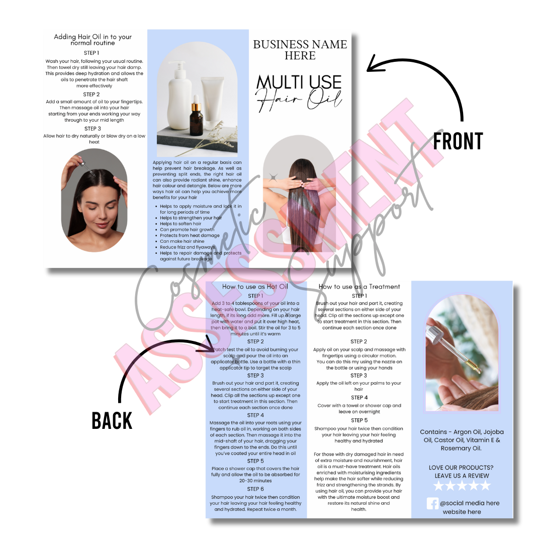 Digital Trifold Hair Oil Leaflet