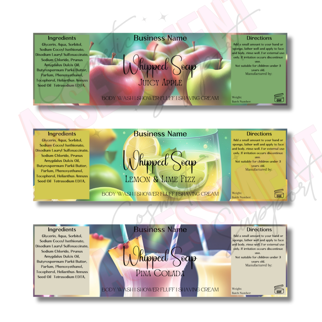 Fruity Set 9 Digital Whipped soap labels