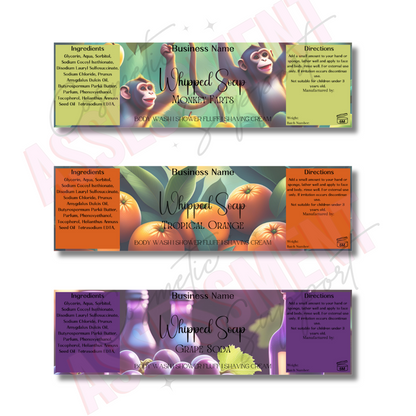 Fruity Set 9 Digital Whipped soap labels