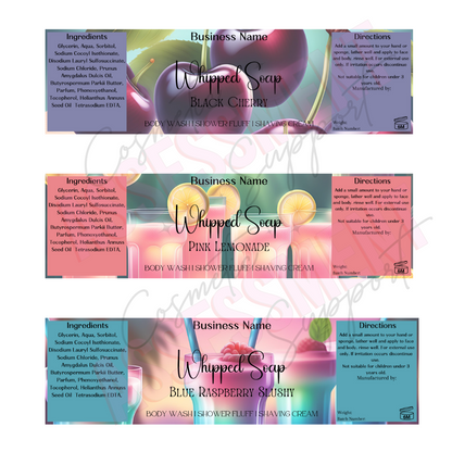 Fruity Set 9 Digital Whipped soap labels