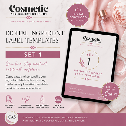Bath Bomb Ingredient Labels Set 1 