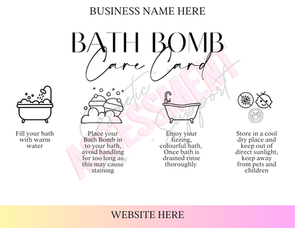 Digital Bath Bomb Care Cards