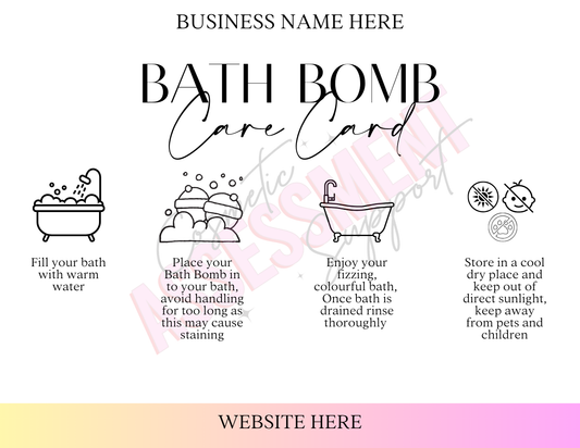 Digital Bath Bomb Care Cards