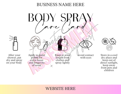 Digital Body Spray Care Cards