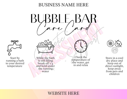 Digital Bubble Bar Care Cards