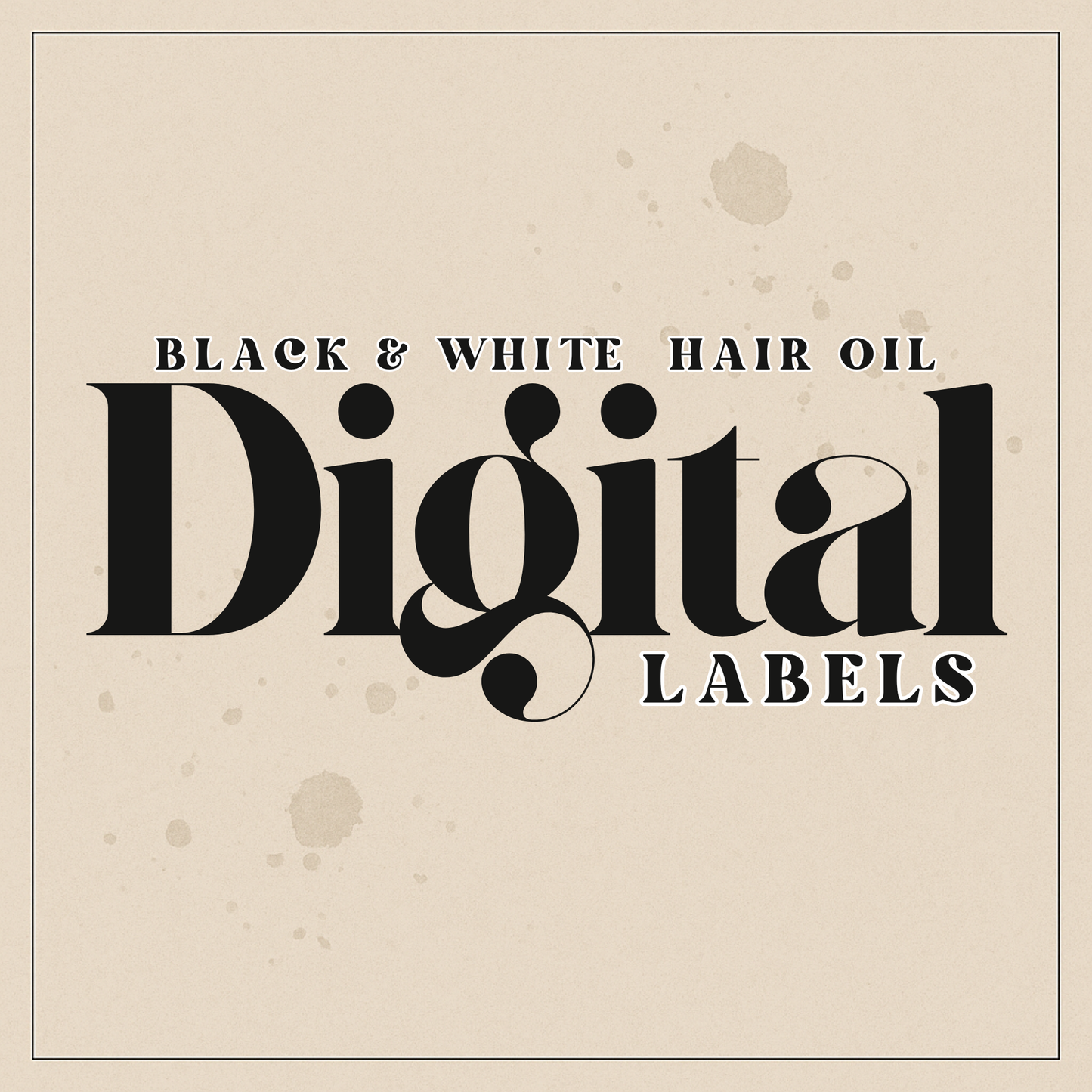 Black & White Flowers Hair Oil Digital Labels