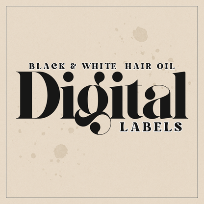 Black & White Flowers Hair Oil Digital Labels