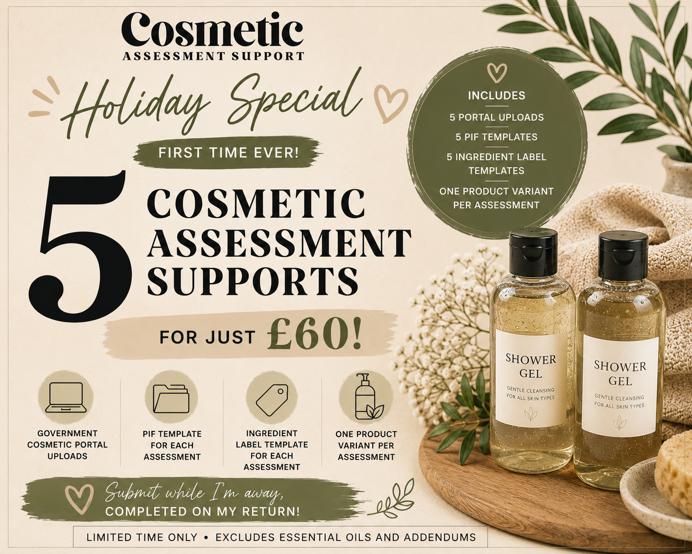 Holiday Special – 5 Cosmetic Assessment Supports for £60