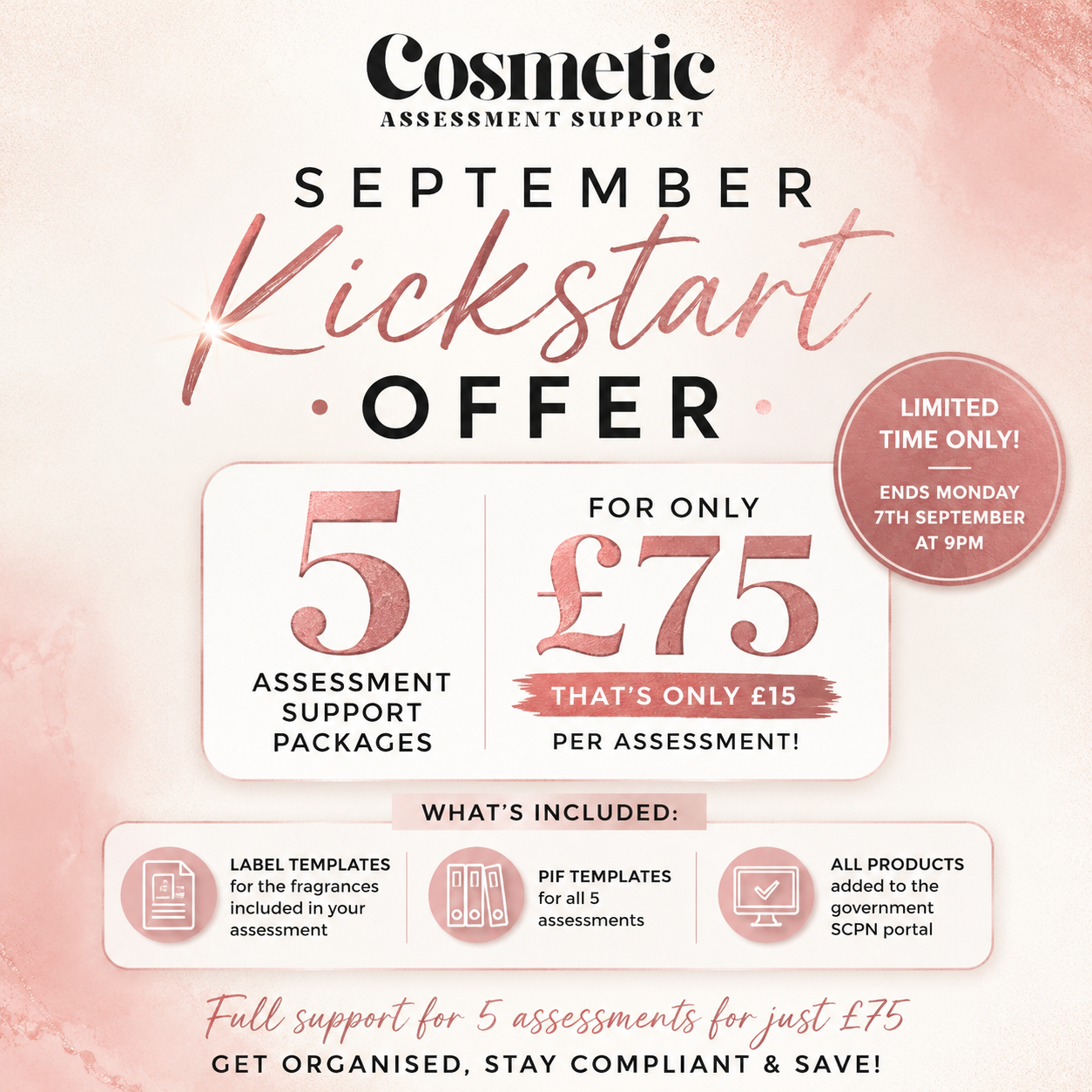 September Kickstart Offer – 5 Assessment Support Packages for £75