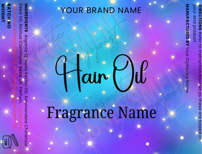 Galaxy design Hair Oil Digital Labels