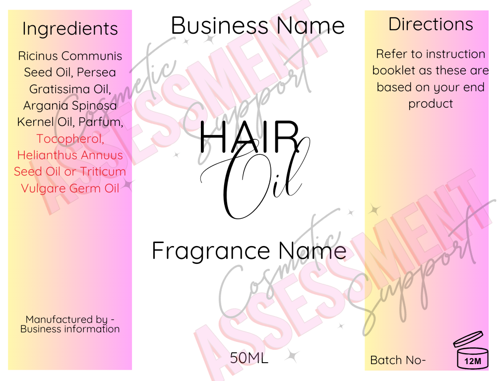 Hair Oil Digital Labels