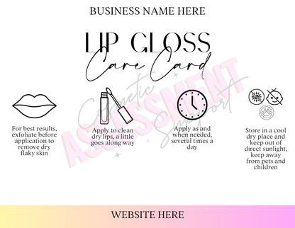 Digital Lip Gloss Care Cards