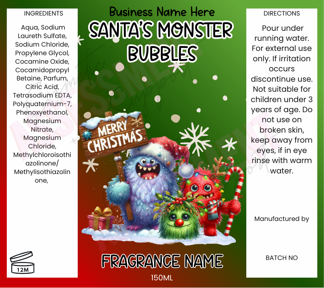 Digital Santa's Monster Bubbles Label