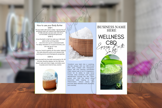 Digital Trifold CBD Wellness Bath Salts Leaflet